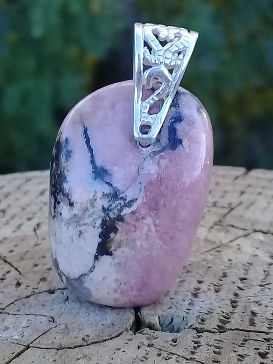 Rhodonite d’Argentine pendentif Grade A ++++ (fourni avec cordon) Rhodonite pendentif