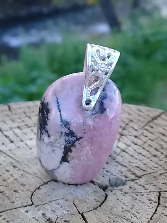 Rhodonite d’Argentine pendentif Grade A ++++ (fourni avec cordon) Rhodonite pendentif