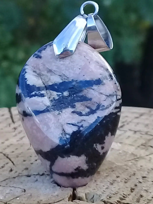 Rhodonite d’Argentine pendentif Grade A ++++ (fourni avec cordon) Rhodonite pendentif