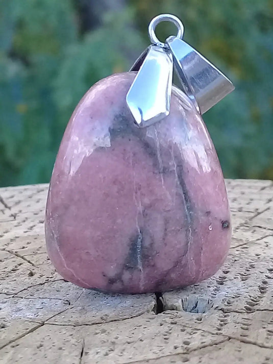 Rhodonite d’Argentine pendentif Grade A ++++ (fourni avec cordon) Rhodonite pendentif