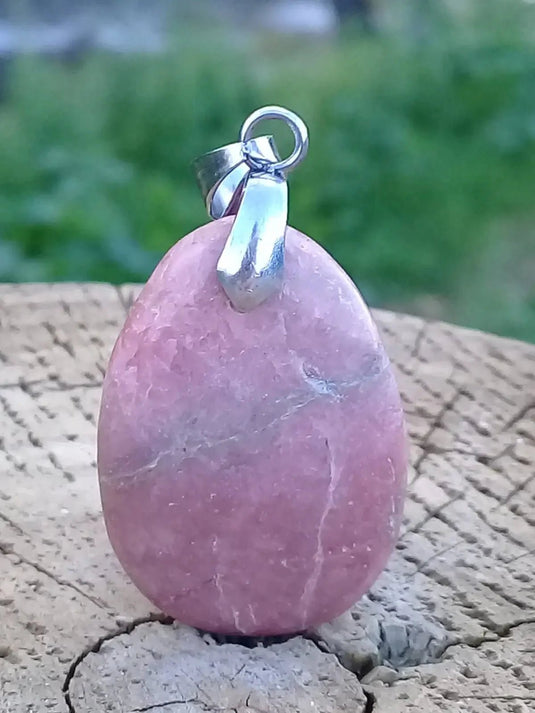 Rhodonite d’Argentine pendentif Grade A ++++ (fourni avec cordon) Rhodonite pendentif