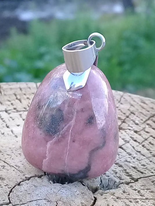 Rhodonite d’Argentine pendentif Grade A ++++ (fourni avec cordon) Rhodonite pendentif