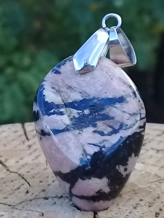 Rhodonite d’Argentine pendentif Grade A ++++ (fourni avec cordon) Rhodonite pendentif