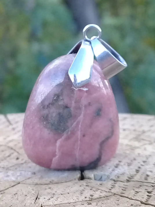 Rhodonite d’Argentine pendentif Grade A ++++ (fourni avec cordon) Rhodonite pendentif