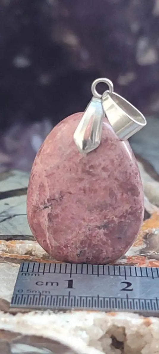 Rhodonite d’Argentine pendentif Grade A ++++ (fourni avec cordon) Rhodonite pendentif