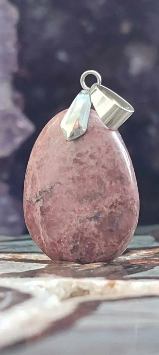 Rhodonite d’Argentine pendentif Grade A ++++ (fourni avec cordon) Rhodonite pendentif