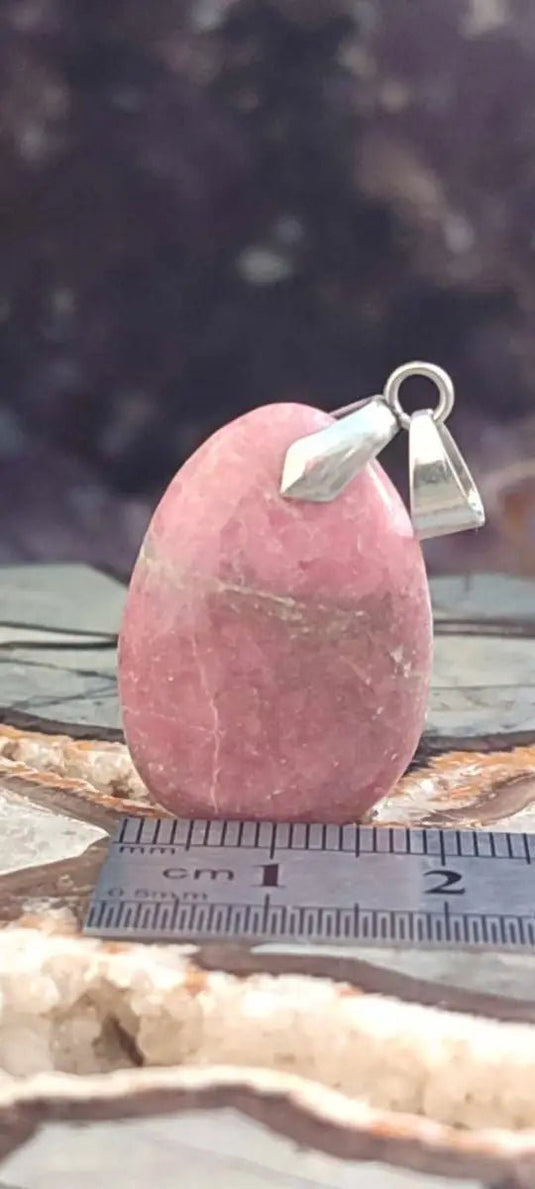 Rhodonite d’Argentine pendentif Grade A ++++ (fourni avec cordon) Rhodonite pendentif