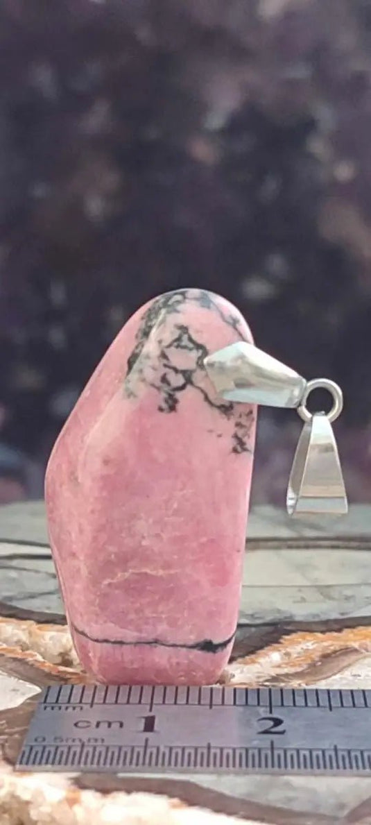 Rhodonite d’Argentine pendentif Grade A ++++ (fourni avec cordon) Rhodonite pendentif