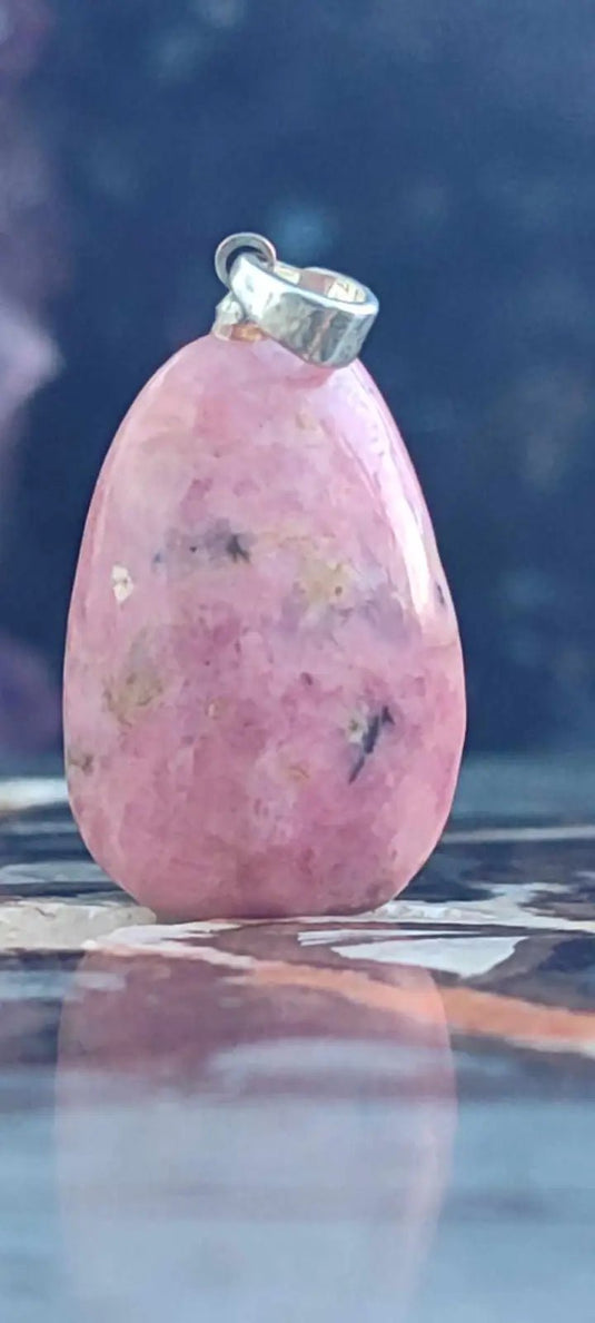 Rhodonite d’Argentine pendentif Grade A++++ monté argt925 (fourni avec cordon) Rhodonite pendentif bélière Argent 925