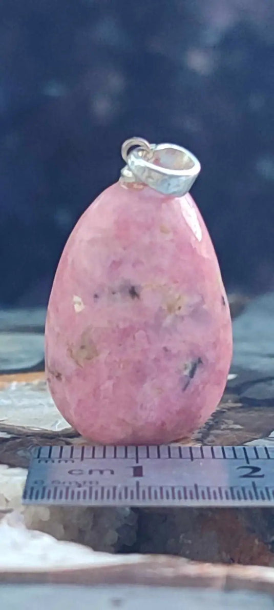 Rhodonite d’Argentine pendentif Grade A++++ monté argt925 (fourni avec cordon) Rhodonite pendentif bélière Argent 925