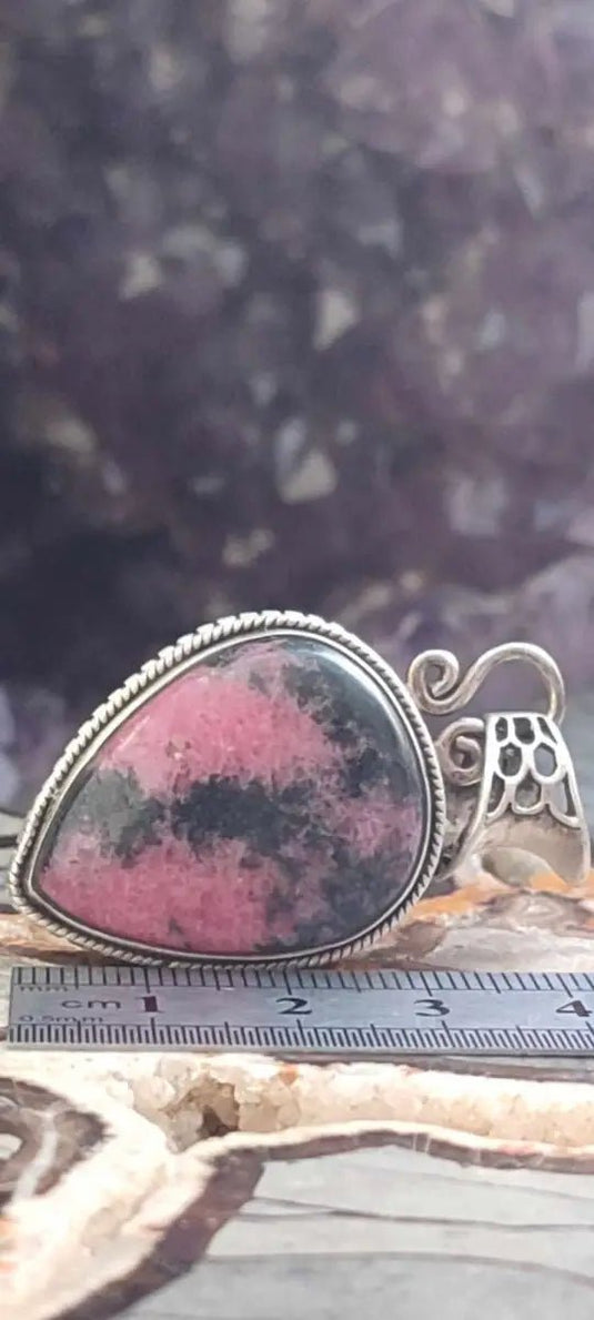 Rhodonite d’Argentine pendentif Grade A ++++ monté sur Argt Rhodié Rhodonite pendentif sur Argt Rhodié