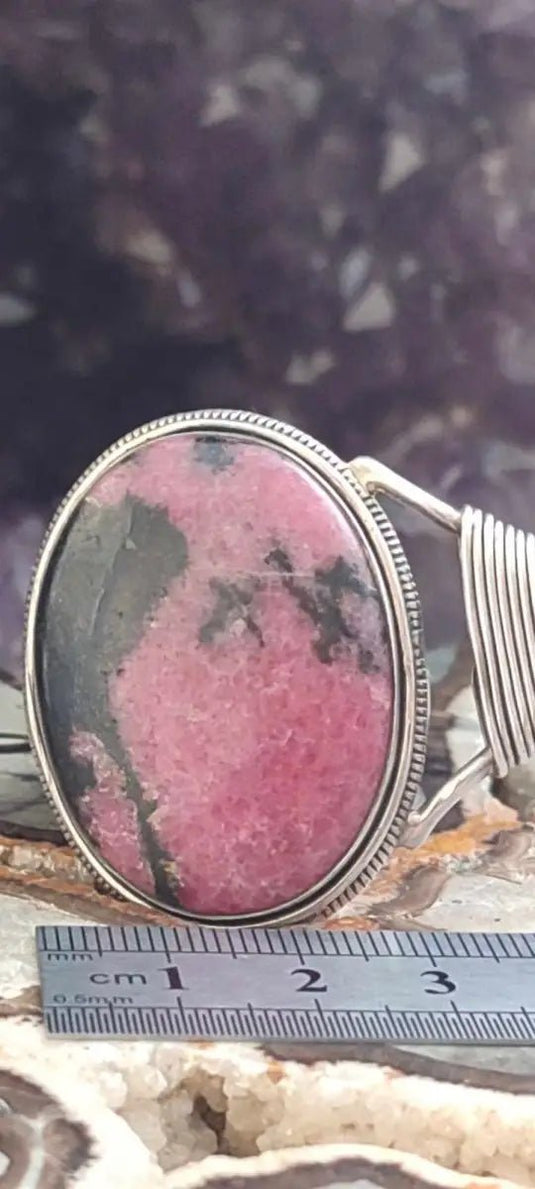 Rhodonite d’Argentine pendentif Grade A ++++ monté sur Argt Rhodié Rhodonite pendentif sur Argt Rhodié