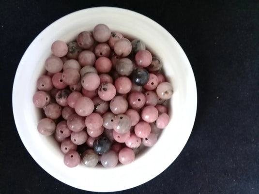 Rhodonite du Brésil perle Grade A++++ Prix perle à l’unité Diamètre 8mm Rhodonite du Brésil perles 8mm
