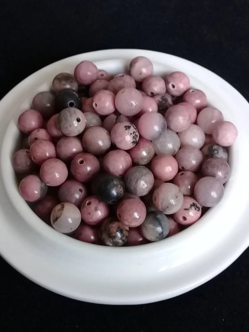 Load image into Gallery viewer, Rhodonite du Brésil perle Grade A++++ Prix perle à l’unité Diamètre 8mm Rhodonite du Brésil perles 8mm
