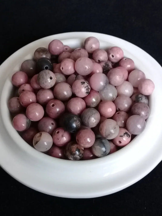 Rhodonite du Brésil perle Grade A++++ Prix perle à l’unité Diamètre 8mm Rhodonite du Brésil perles 8mm