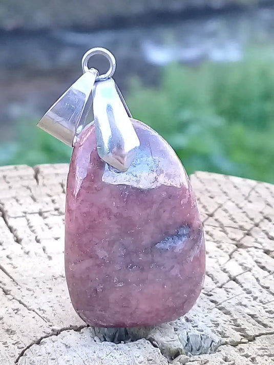 Rhodonite du Pérou pendentif Grade A ++++ (fourni avec cordon) Rhodonite pendentif