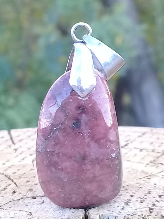 Rhodonite du Pérou pendentif Grade A ++++ (fourni avec cordon) Rhodonite pendentif