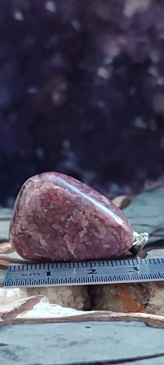 Rhodonite du Pérou pendentif Grade A++++ monté Argt925 (fourni avec cordon) Rhodonite pendentif bélière Argent 925