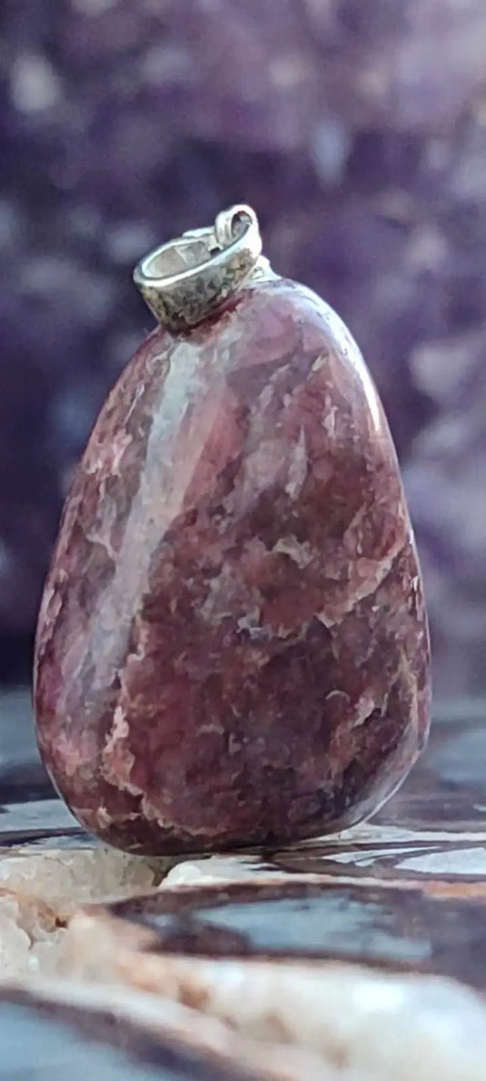 Rhodonite du Pérou pendentif Grade A++++ monté Argt925 (fourni avec cordon) Rhodonite pendentif bélière Argent 925