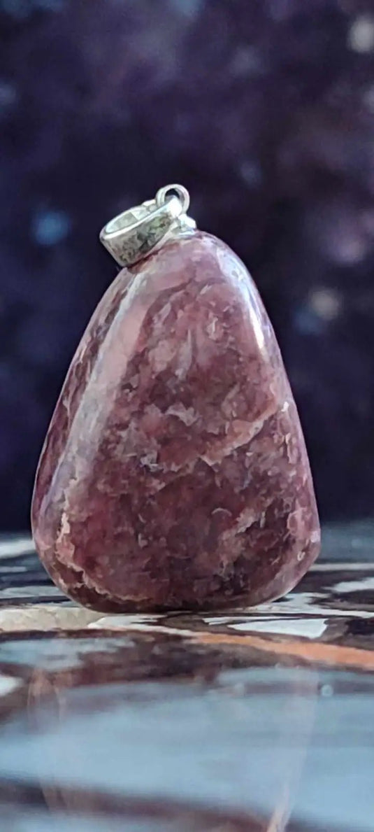 Rhodonite du Pérou pendentif Grade A++++ monté Argt925 (fourni avec cordon) Rhodonite pendentif bélière Argent 925