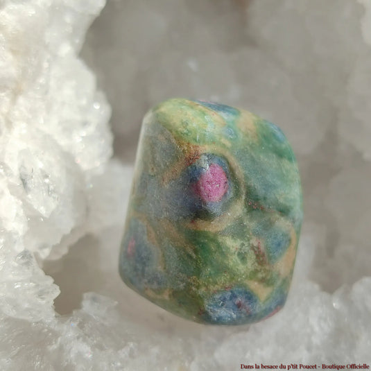 Rubis Fuchsite Cyanite bleue d’Inde - Pierre Roulée N2 - Vue 1