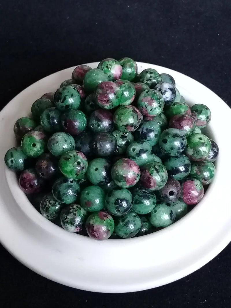 Load image into Gallery viewer, Rubis sur Zoïsite du Pakistan perle Grade A++++ Prix perle à l’unité Diamètre 8mm / Catégorie II Rubis sur Zoïsite du Pakistan perles 8mm
