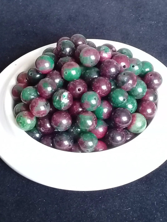 Rubis sur Zoïsite du Pakistan perle Grade A++++ Prix perle à l’unité Rubis sur Zoïsite du Pakistan perles 8mm