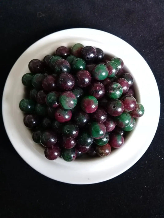 Rubis sur Zoïsite du Pakistan perle Grade A++++ Prix perle à l’unité Rubis sur Zoïsite du Pakistan perles 8mm