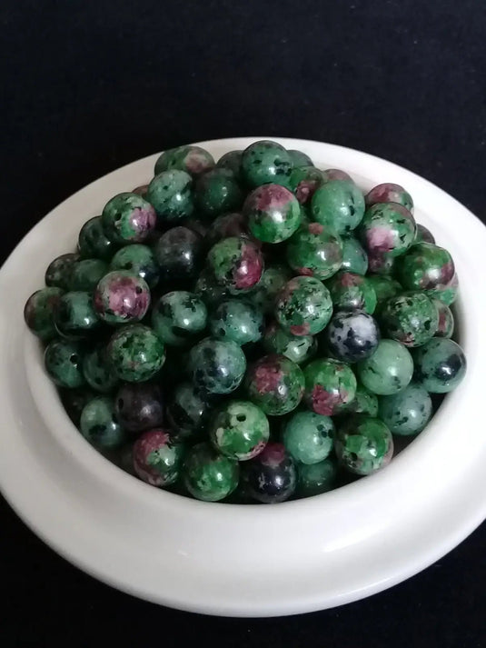 Rubis sur Zoïsite du Pakistan perle Grade A++++ Prix perle à l’unité Rubis sur Zoïsite du Pakistan perles 8mm