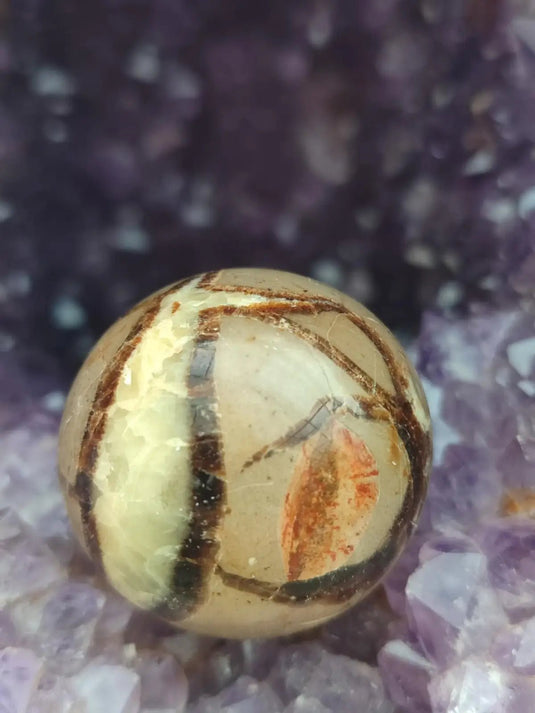 Septaria de l’Utah (USA) - Sphère Ø 39.1mm - Grade Prémium - Pierre d’Optimisme Sphère de Septaria Diam 4cm