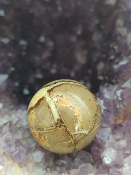 Septaria de l’Utah (USA) - Sphère Ø 39.1mm - Grade Prémium - Pierre d’Optimisme Sphère de Septaria Diam 4cm