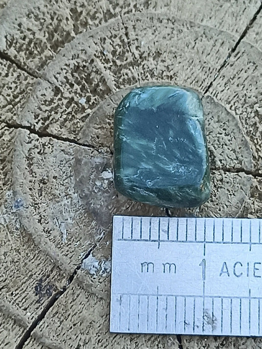Séraphinite de Russie ’Lac Baïkal’ pierre roulée Grade A++++  Dans la besace du p'tit Poucet   