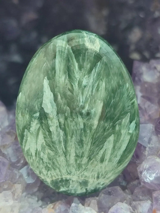 Séraphinite du lac Baïkal Sibérie - Galet poli - Grade Prémium - Pierre du Lâcher Prise Séraphinite galet