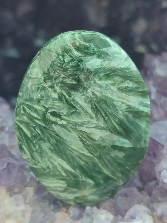 Séraphinite du lac Baïkal Sibérie - Galet poli - Grade Prémium - Pierre du Lâcher Prise Séraphinite galet