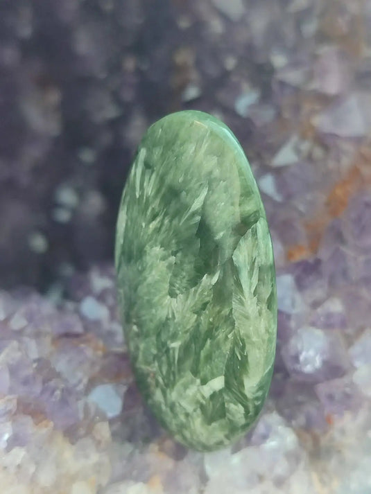 Séraphinite du lac Baïkal Sibérie - Galet poli - Grade Prémium - Pierre du Lâcher Prise Séraphinite galet