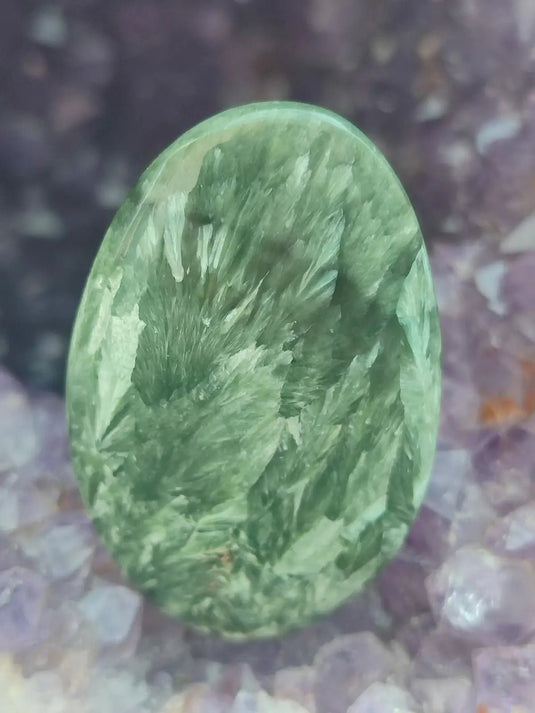 Séraphinite du lac Baïkal Sibérie - Galet poli - Grade Prémium - Pierre du Lâcher Prise Séraphinite galet