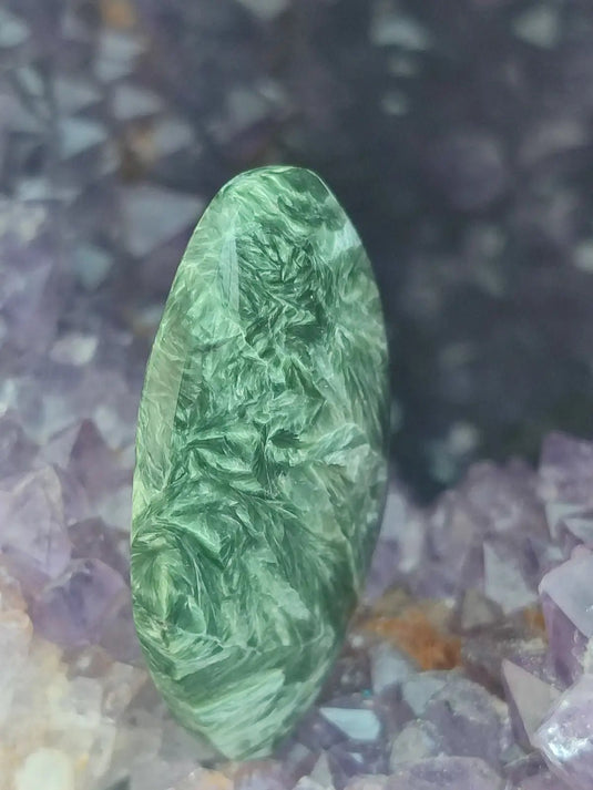 Séraphinite du lac Baïkal Sibérie - Galet poli - Grade Prémium - Pierre du Lâcher Prise Séraphinite galet