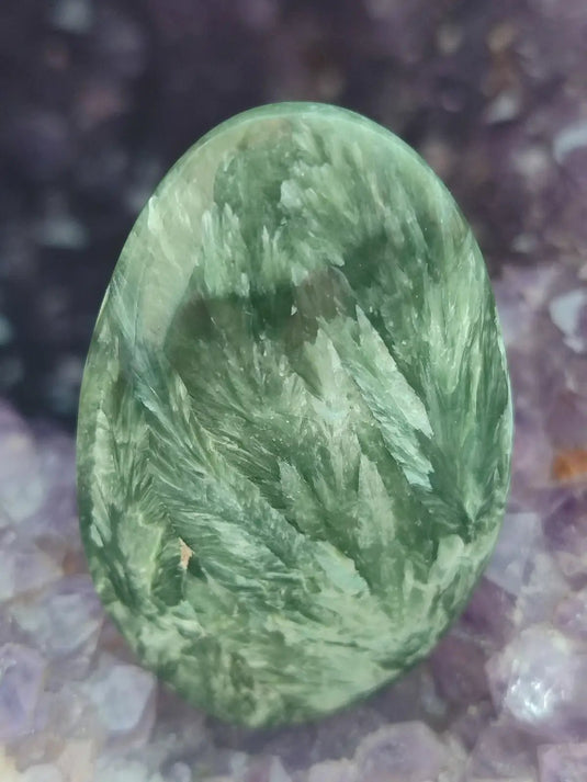 Séraphinite du lac Baïkal Sibérie - Galet poli - Grade Prémium - Pierre du Lâcher Prise Séraphinite galet