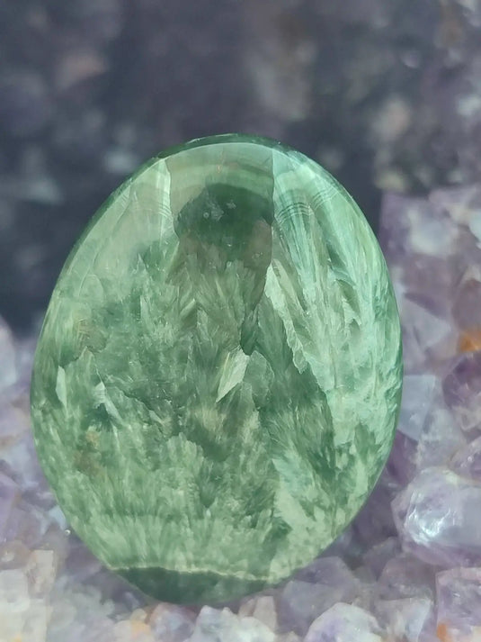 Séraphinite du lac Baïkal Sibérie - Galet poli - Grade Prémium - Pierre du Lâcher Prise Séraphinite galet