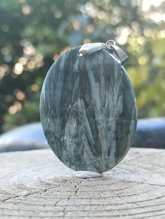 Séraphinite du lac Baïkal Sibérie - Pendentif - Grade Prémium - Pierre du Lâcher Prise Séraphinite pendentif