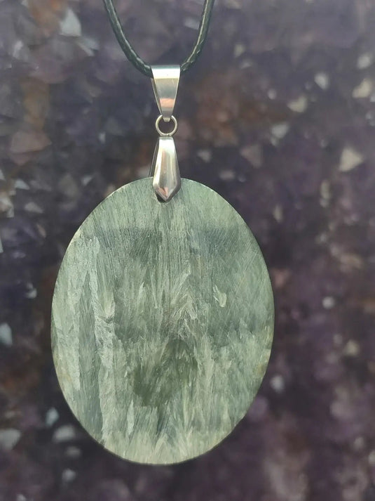 Séraphinite du lac Baïkal Sibérie - Pendentif - Grade Prémium - Pierre du Lâcher Prise Séraphinite pendentif