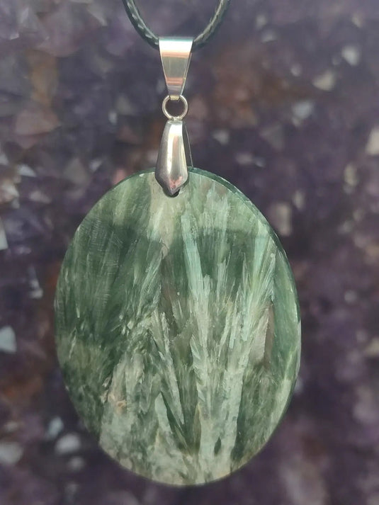 Séraphinite du lac Baïkal Sibérie - Pendentif - Grade Prémium - Pierre du Lâcher Prise Séraphinite pendentif