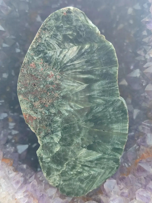 Séraphinite du lac Baïkal Sibérie - Plaque semi polie - Grade Prémium - Pierre du Lâcher Prise Séraphinite plaque