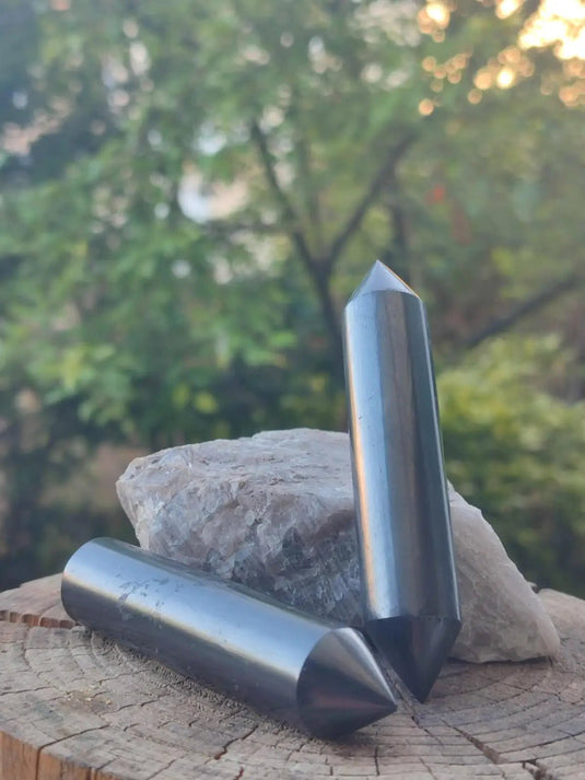 Shungite bâton de massage modèle 1 ou 2 pointes pour massage et soin de purification Shungite Bâton de massage doubles pointes Bâton