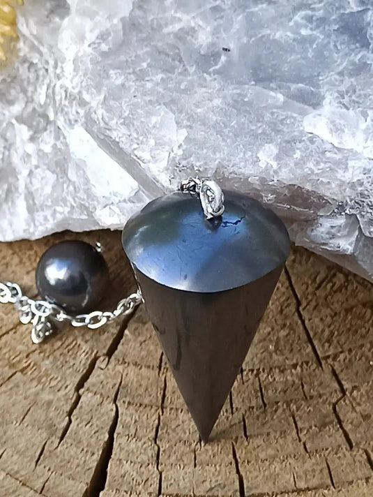 Shungite pendule neutre pour vos séances de radiesthésie et de médiumnité 3.5 x 1.8cm Shungite pendule radiesthésie