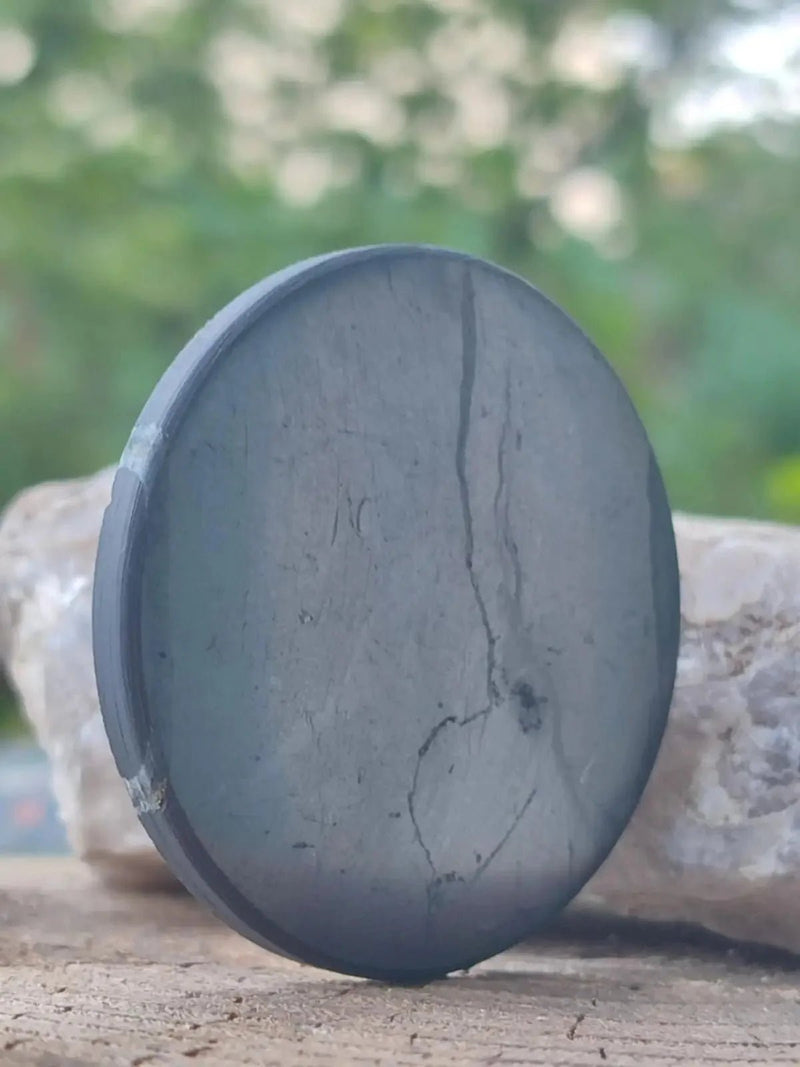Chargez l&#39;image dans la visionneuse de la galerie, Shungite plaque de protection aimantée contre les ondes émises par vos appareils ménagers Shungite plaque sans motif Ø5cm x 0.3cm Shungite
