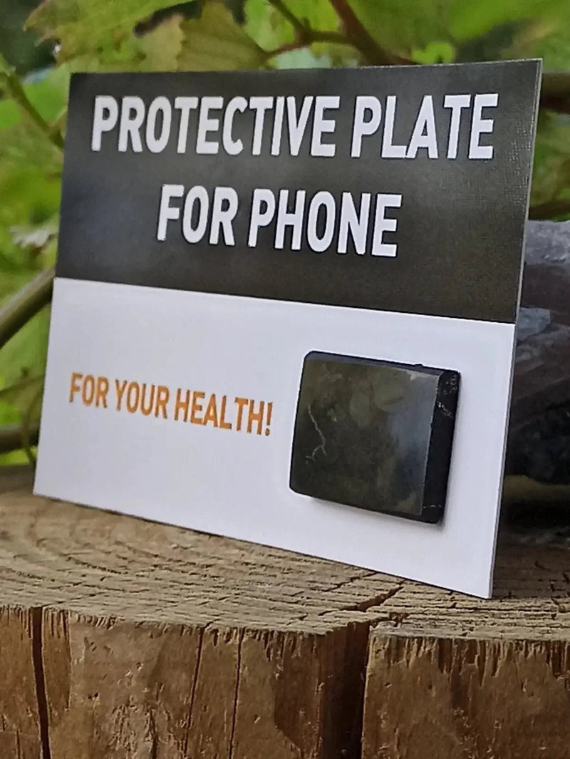 Chargez l&#39;image dans la visionneuse de la galerie, Shungite plaque de protection pour le téléphone 25x15mm ou Ø 3cm noire polie Shungite plaque de protection téléphone anti émanation

