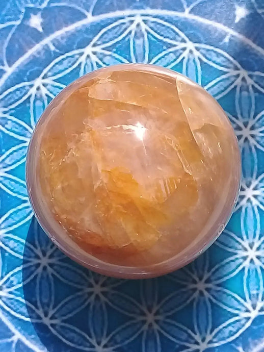 Sphère Calcite miel Grade A ++++ Diam 6,2cm Sphère Calcite miel