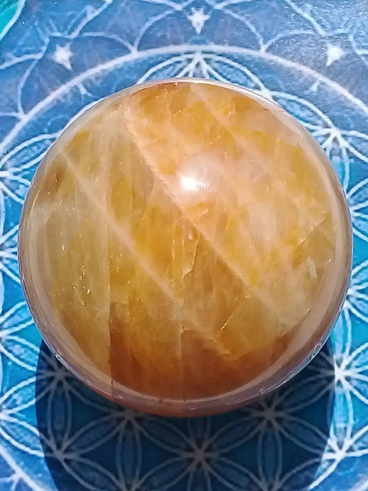 Sphère Calcite miel Grade A ++++ Diam 7cm Sphère Calcite miel