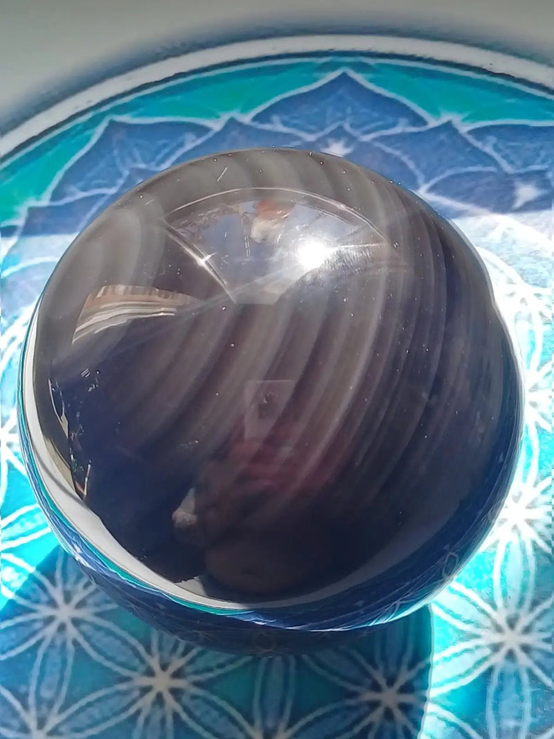 Chargez l&#39;image dans la visionneuse de la galerie, Sphère Obsidienne Œil céleste Grade A ++++ Diamètre 7,7cm Sphère Obsidienne Œil céleste
